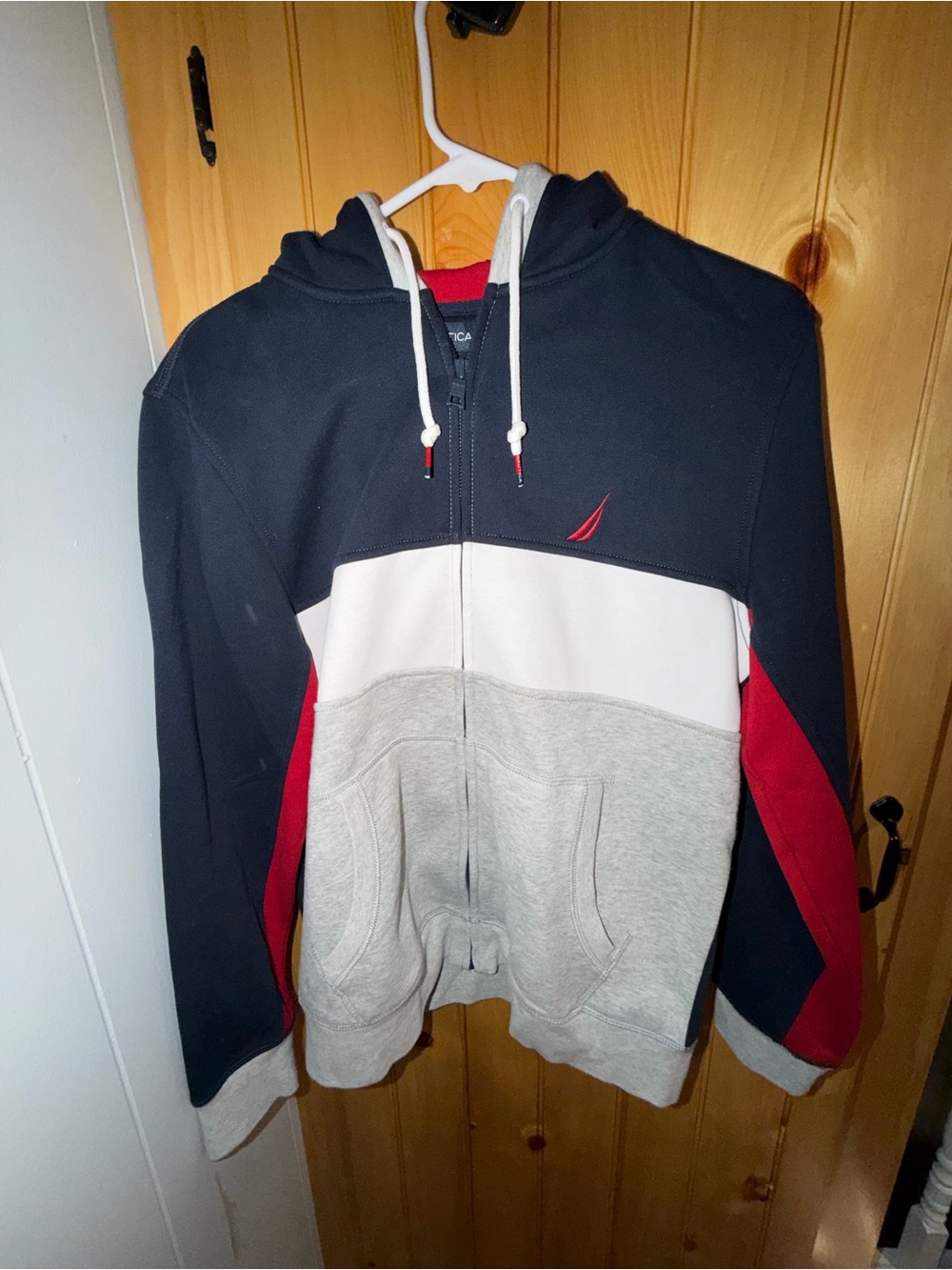 Nautica NS-83 Sailing Team Hoodies Colorblock Zip-Up Hoodie — Mens Size Small